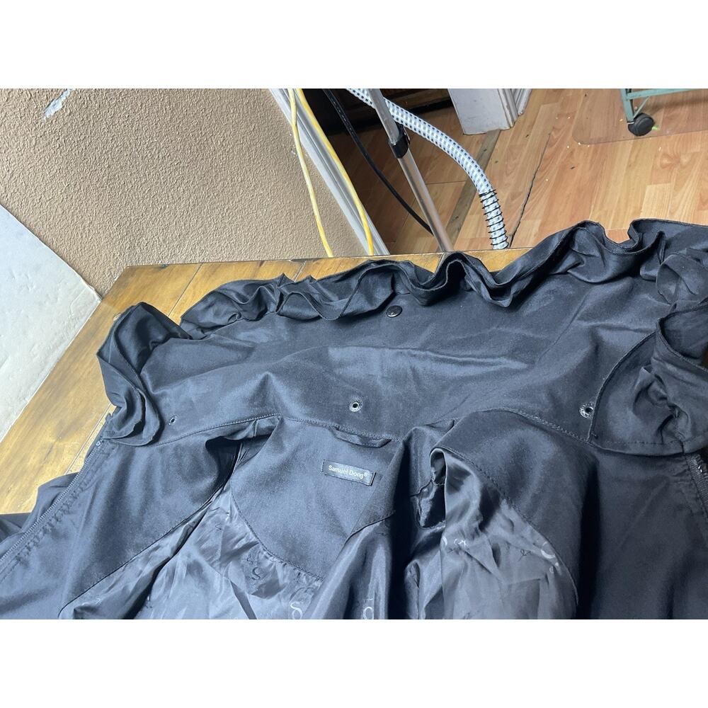 Samuel Dong Bubble Coat Dress Black Medium Ruffle Trench Goth READ - Picture 13 of 16